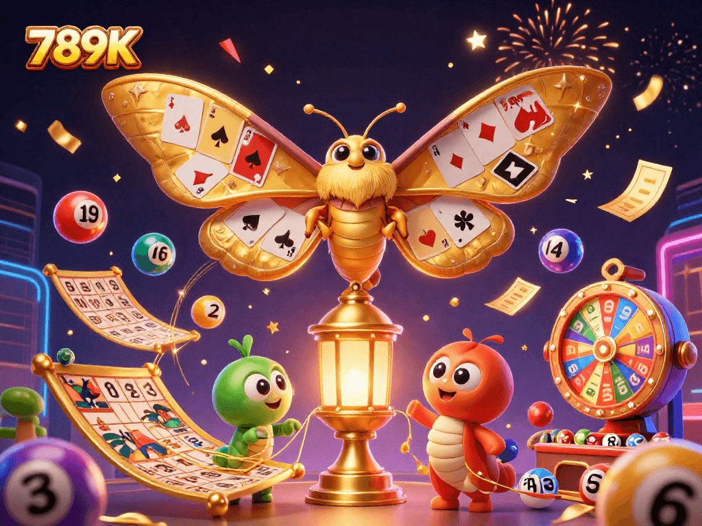 Experience the thrill of 789K with vibrant lottery and casino elements in a dynamic scene.