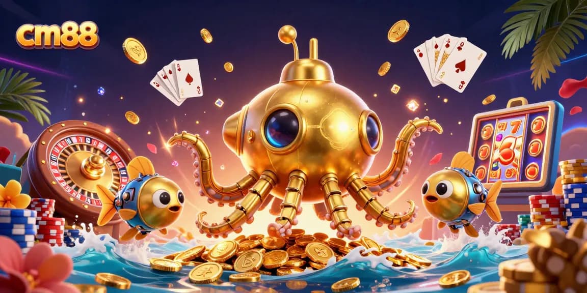 Experience exciting gameplay at cm88 with a golden kraken treasure hunt filled with coins, slots, and poker.