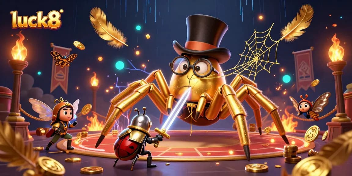 Luck8 offers a thrilling casino experience with vibrant characters in a dynamic 3D illustration.