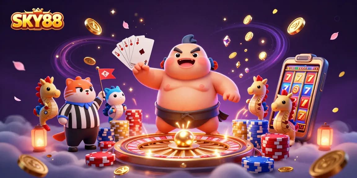 Explore the exciting underwater world of SKY88 with a puffed fugu sumo and casino games!