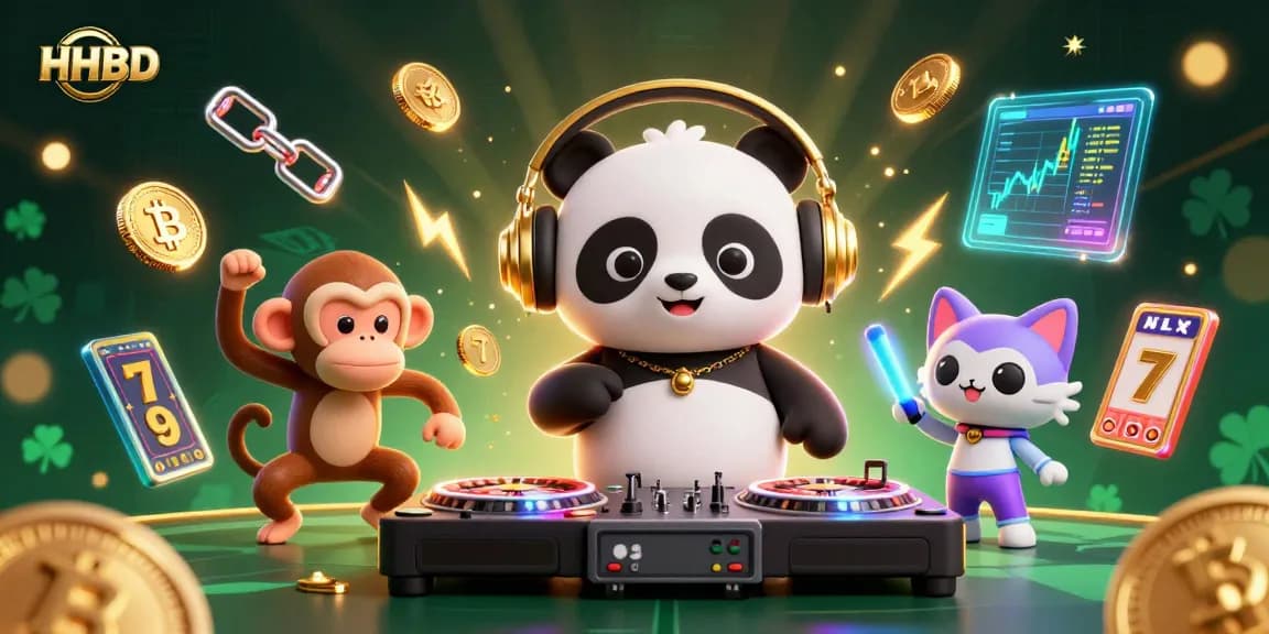Experience thrilling HHBD casino action with DJ panda and friends in a vibrant, immersive scene.