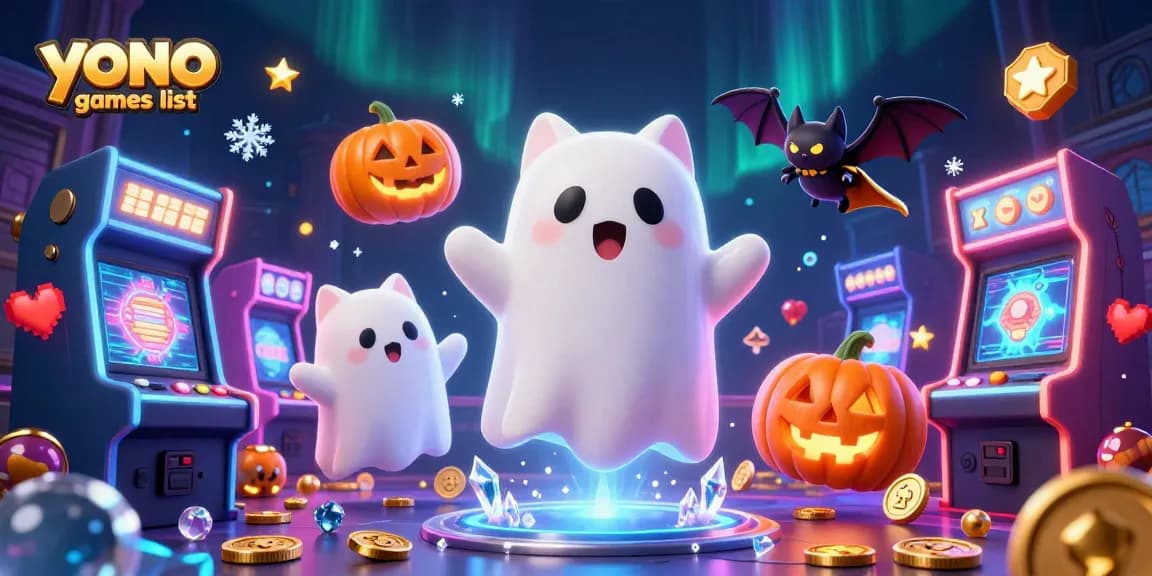 Permainan daftar yono dengan kucing hantu mengapung di kasino yang menghantui dengan elemen game.