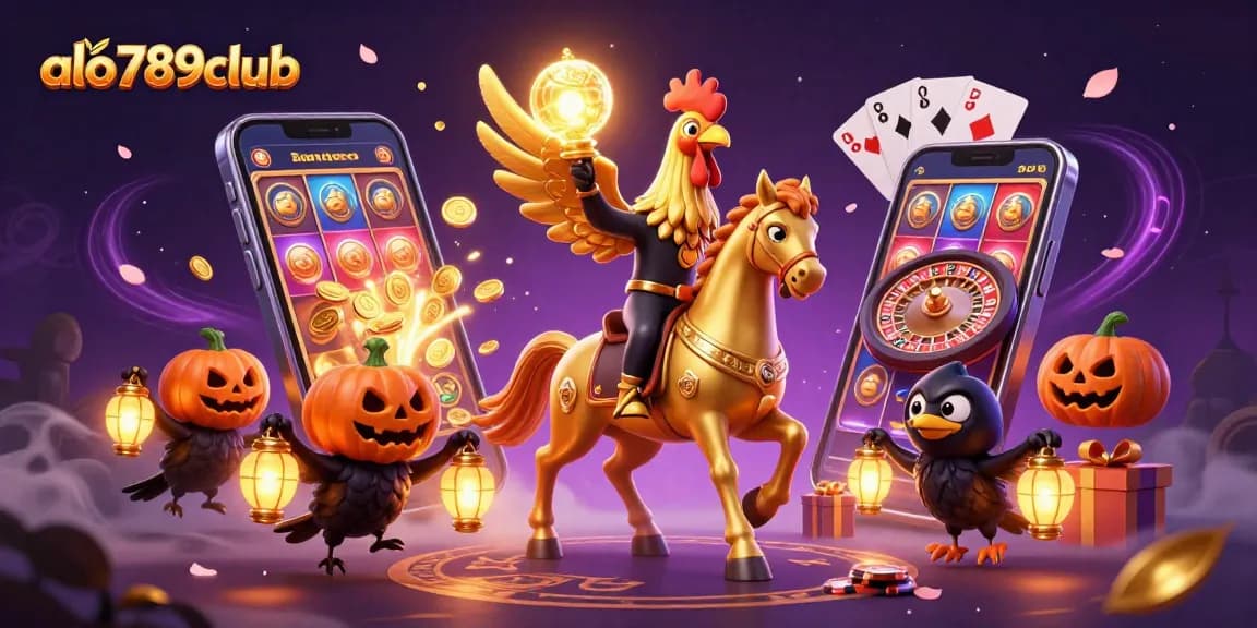 Experience the thrill of betting at alo789club with golden rooster mascot in an exciting casino scene.