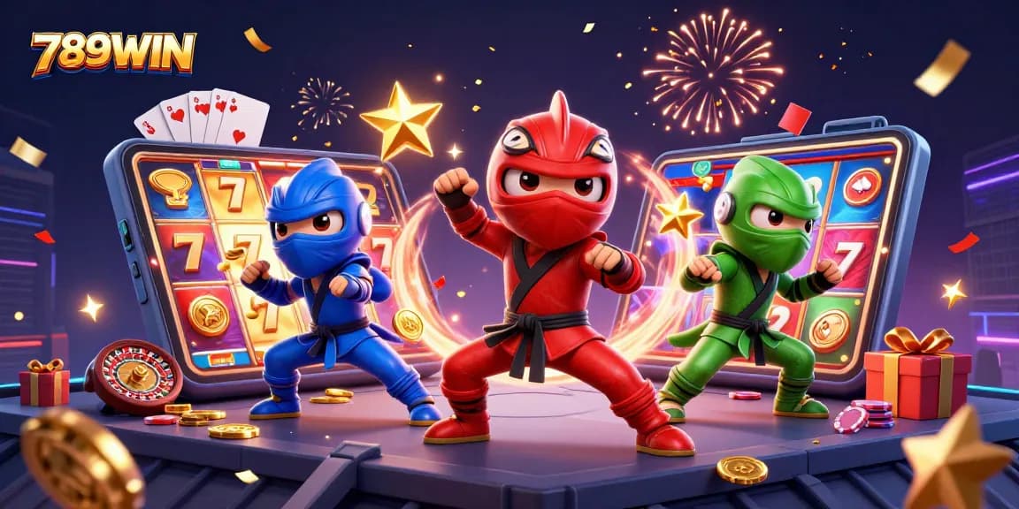 Experience thrilling gameplay with 789WIN as animated chameleons showcase synchronized martial arts moves.
