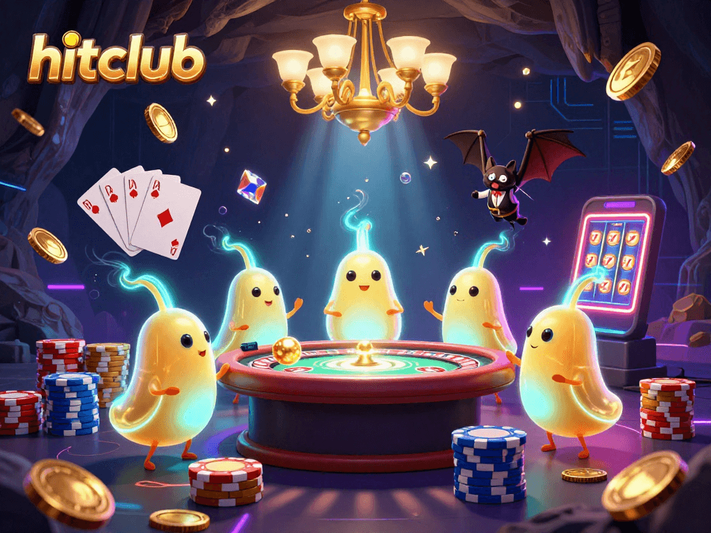 Experience the thrill of hitclub as luminescent glowworms illuminate a vibrant casino scene.