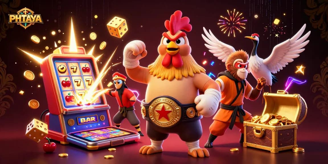 PHTAYA invites players into an electrifying world of gaming with a vibrant 3D slot machine and dynamic characters.