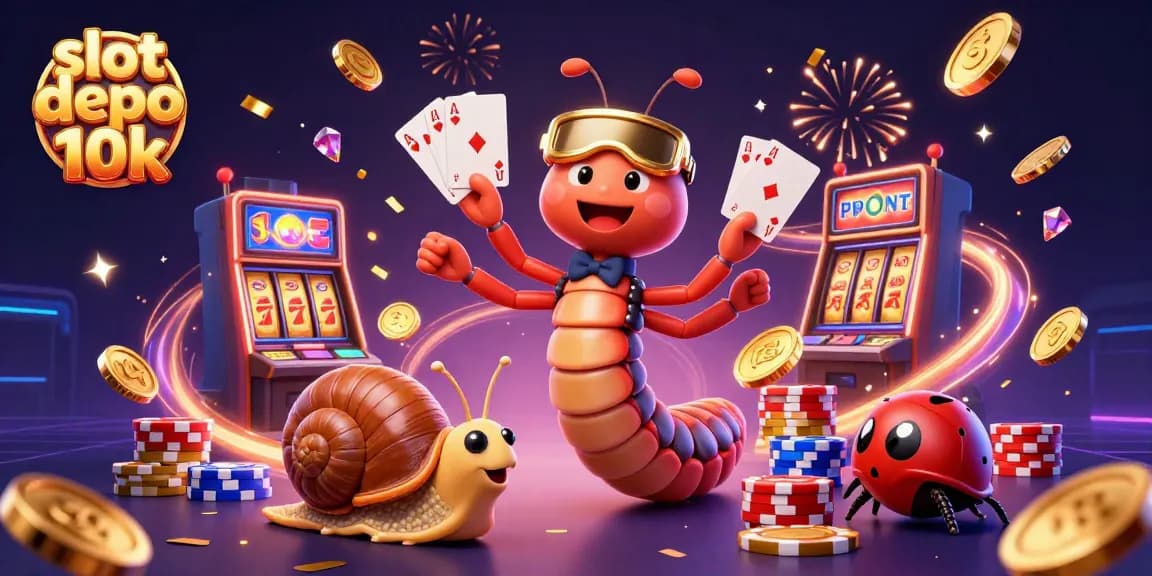 Experience thrilling gameplay with slot depo 10k's vibrant 3D casino scene featuring lucky symbols.