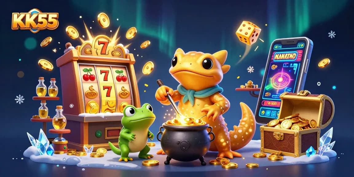 Engage with KK55, where golden coins explode from dynamic 3D slot machines and exciting casino elements intertwine.