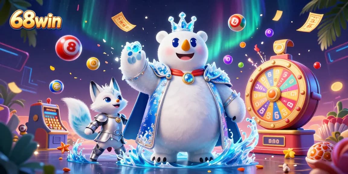 Engage with lottery excitement and vibrant elements in this stunning 68win casino illustration.