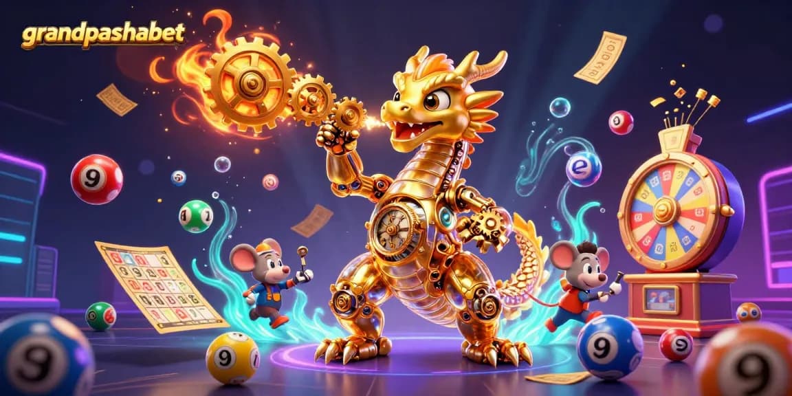 Experience thrilling gameplay at grandpashabet with colorful lottery balls and vibrant casino elements.
