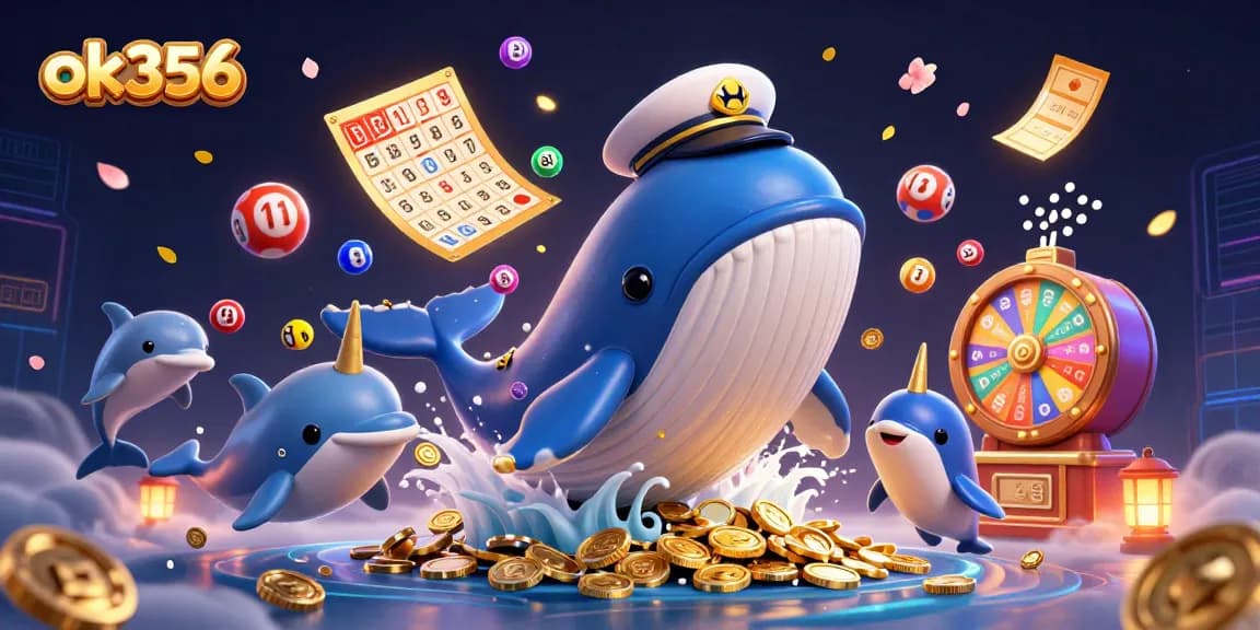 Engage in thrilling gaming with the dynamic ok356 whale, colorful casino elements, and vibrant energy.