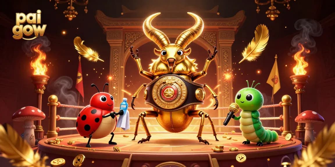 Pai Gow game illustration with cartoon characters competing in a dynamic casino setting, showcasing strategy and excitement.