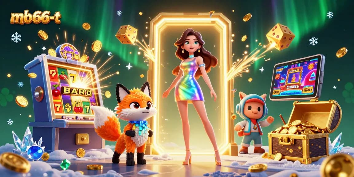 Experience thrilling gameplay at mb66-t with a vibrant, futuristic 3D casino scene full of excitement.