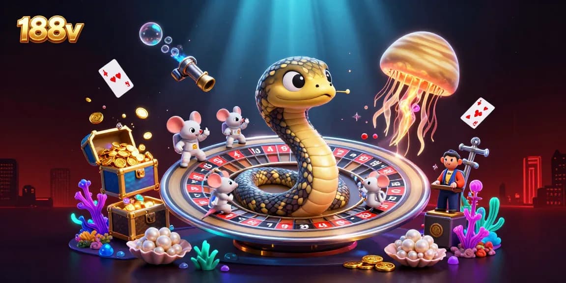Experience thrilling gameplay at 188v with a vibrant cosmic casino scene filled with imaginative elements.