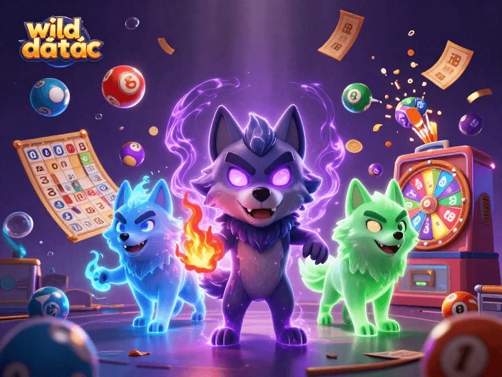 Experience the thrill of wild đạo tặc with glowing spectral wolves in a vibrant casino scene.