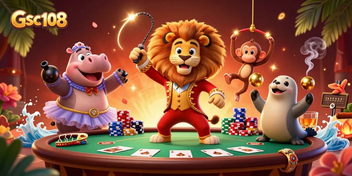 Experience thrilling casino action with Gsc108 as cartoon characters engage in playful poker!