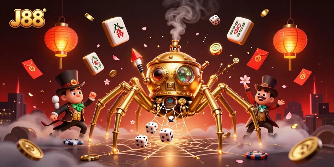 J88 captivates gamblers with intricate casino art featuring lucky elements and animated steampunk motifs.