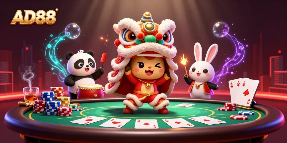 Engage in exciting gambling action at AD88 with dynamic poker elements and a festive atmosphere.