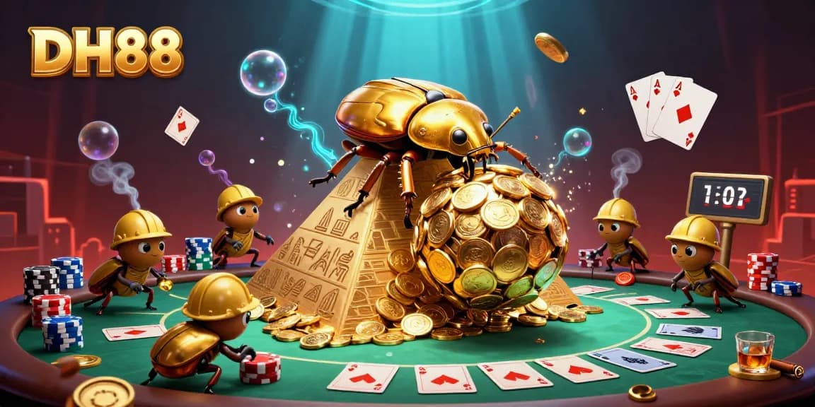 Experience thrilling gaming at DH88 Casino with golden beetles and poker excitement.