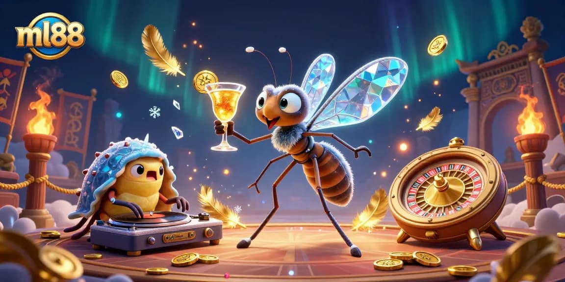 Experience thrilling online casino action with ml88's vibrant 3D illustration of gaming characters and elements.