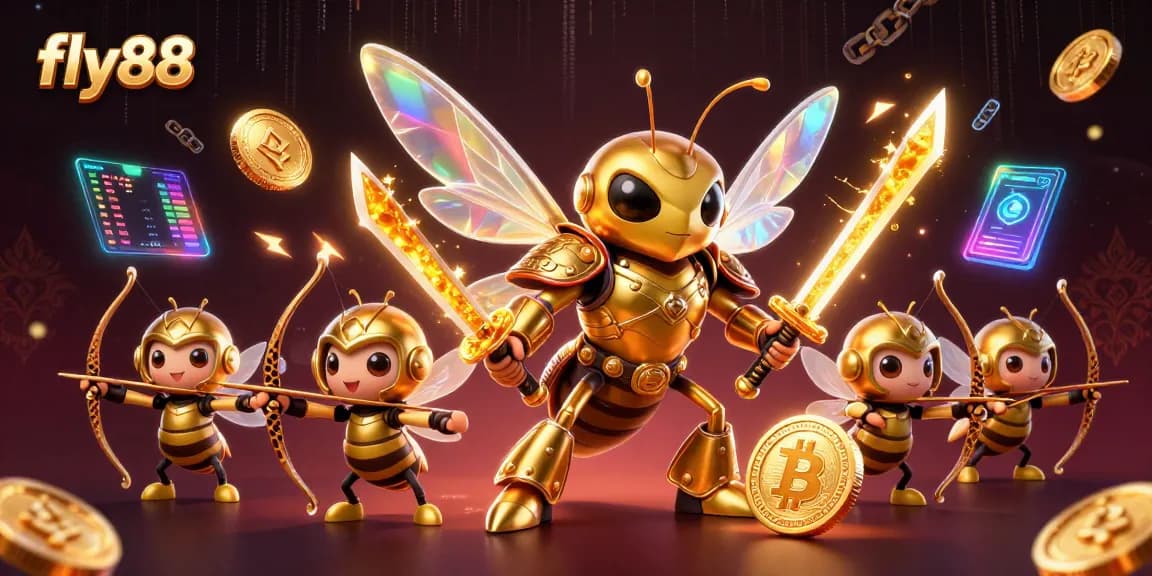 Experience the thrill of fly88 with golden hornet samurai amidst crypto elements and dynamic casino action.