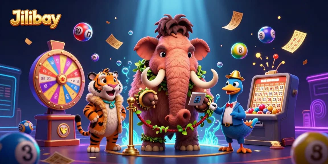 Engage in fun at Jilibay with a vibrant lottery scene featuring dynamic characters and exciting game elements.