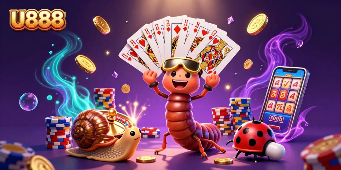Engage in thrilling gameplay with U888's cartoon dealer and exciting casino elements.