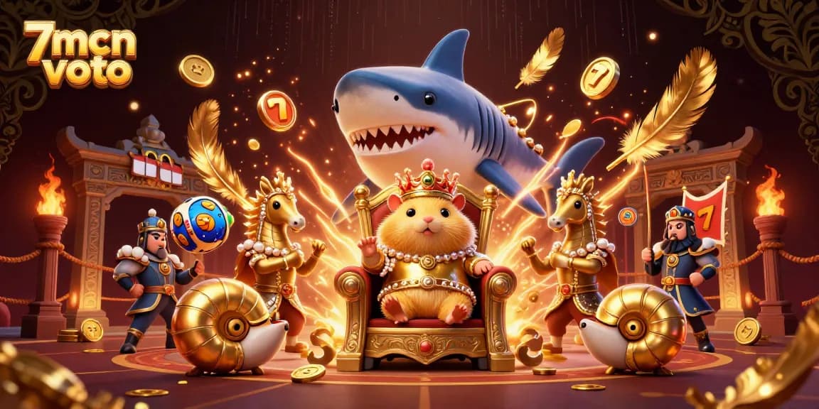 Engage with the thrilling atmosphere of 7mcn voto as the golden hamster king reigns over an epic gambling arena.