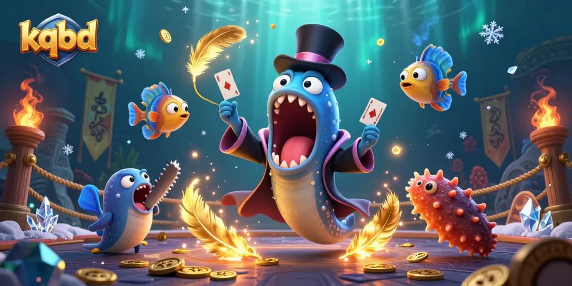 kqbd features a magical deep-sea scene with characters performing tricks and engaging in casino-themed activities.