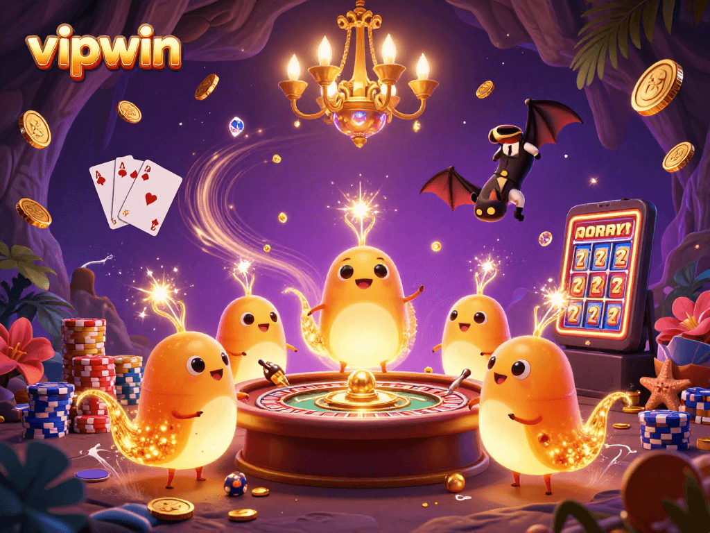 Experience thrilling gameplay at vipwin with vibrant casino elements and animated characters.