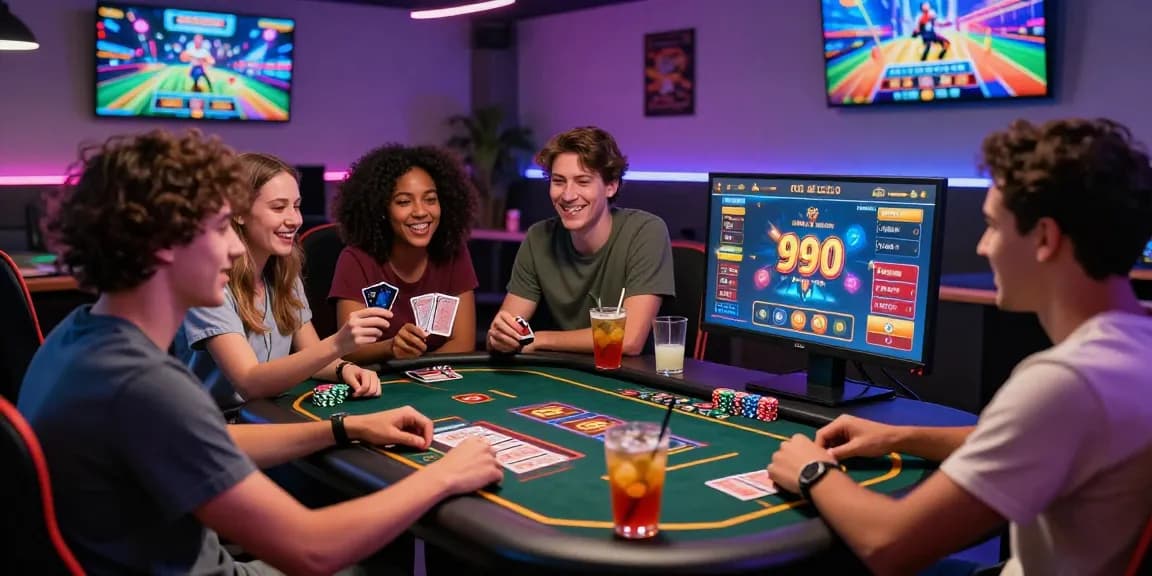 Friends enjoying online casinos that accept credit cards, showcasing vibrant game atmosphere and lively interactions.