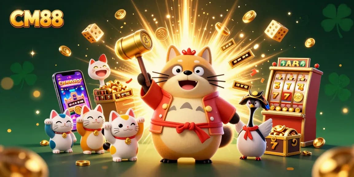 Experience excitement at CM88 while winning big with colorful slot machines and cheerful characters.