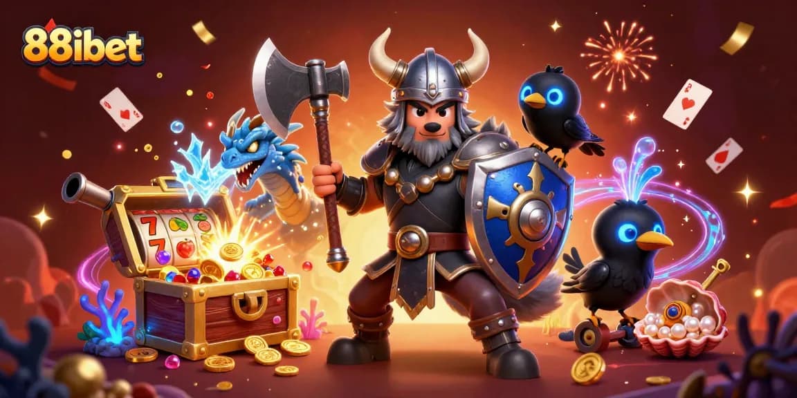 Spin winning jackpots at 88ibet with a dynamic Viking wolf and dragon scene.