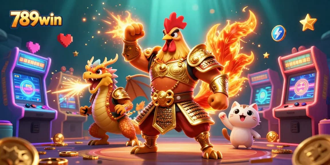 Engage with the excitement of 789win featuring a dynamic scene of gaming characters and vibrant casino elements.