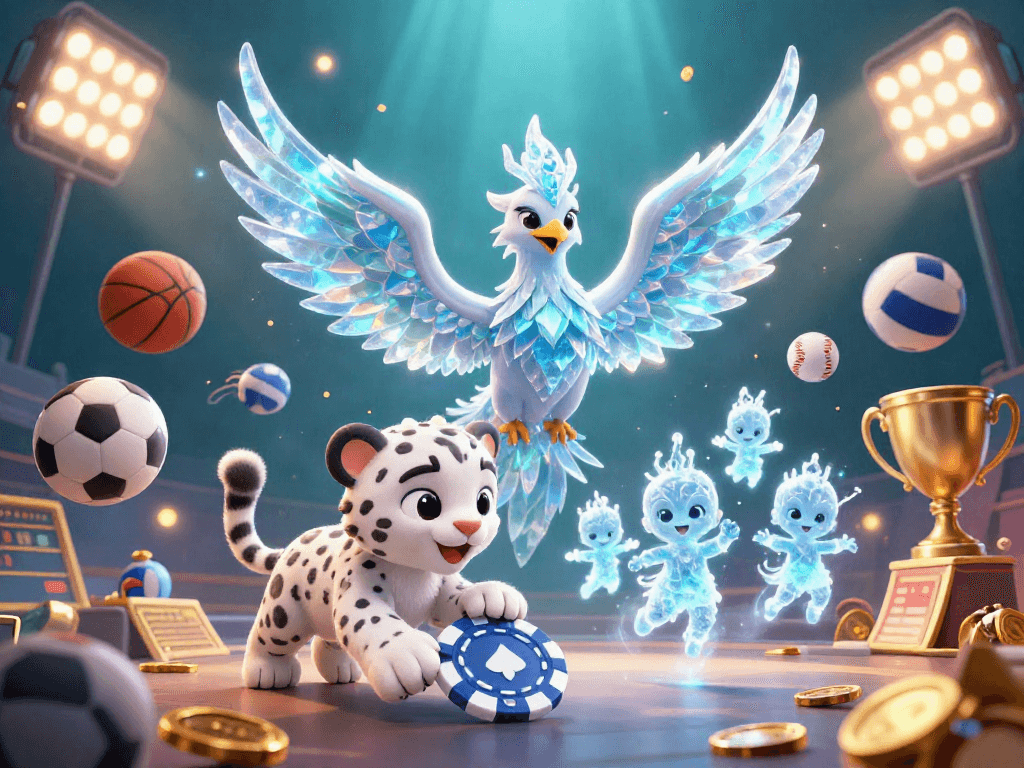 Experience excitement with okfun as the ice phoenix and snow leopard captivate in a dynamic casino scene.