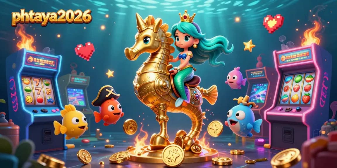 Experience thrilling slot gameplay with phtaya2026's cartoon mermaid and seahorse in an immersive casino setting.