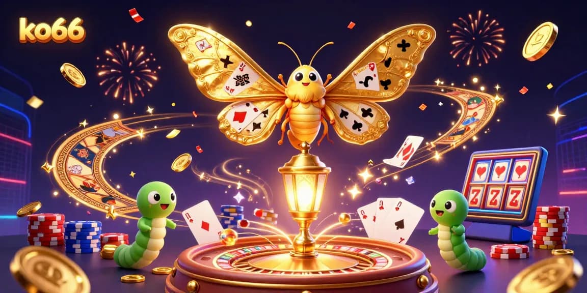 Play with ko66's vibrant gaming scene featuring casino elements and enchanting visuals.