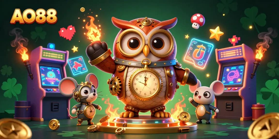 Experience thrilling gameplay with AO88 in this vibrant casino-themed 3D illustration.