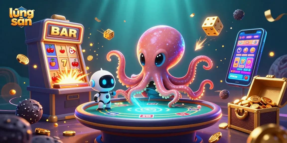 Engaging scene depicting lương sơn gaming with a vibrant alien octopus and thrilling casino elements
