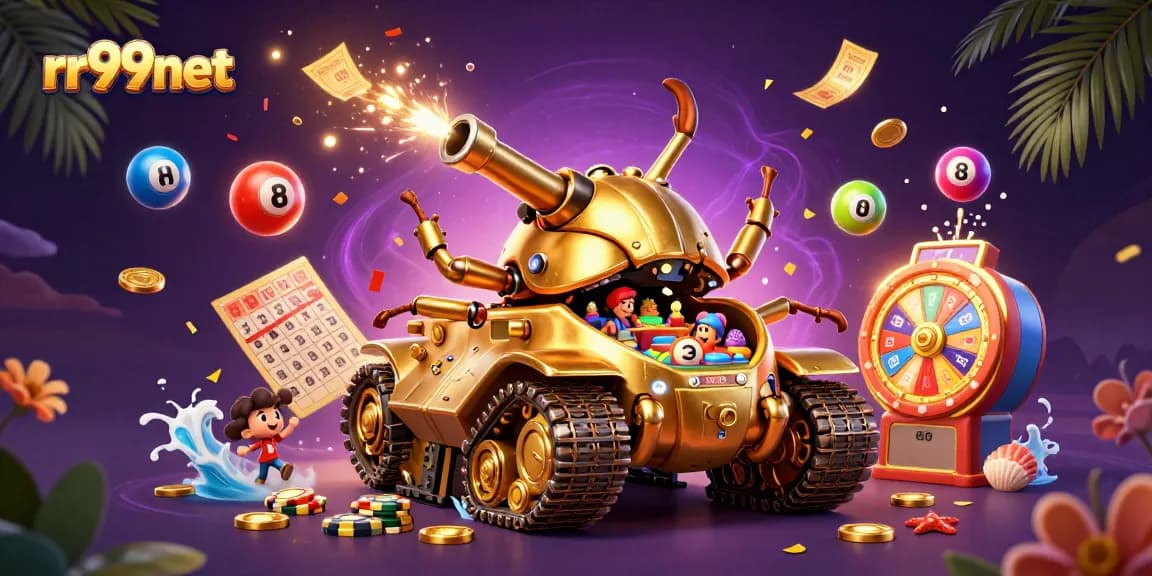 Experience fun at rr99net with a lively 3D casino scene, jackpots, and colorful games.
