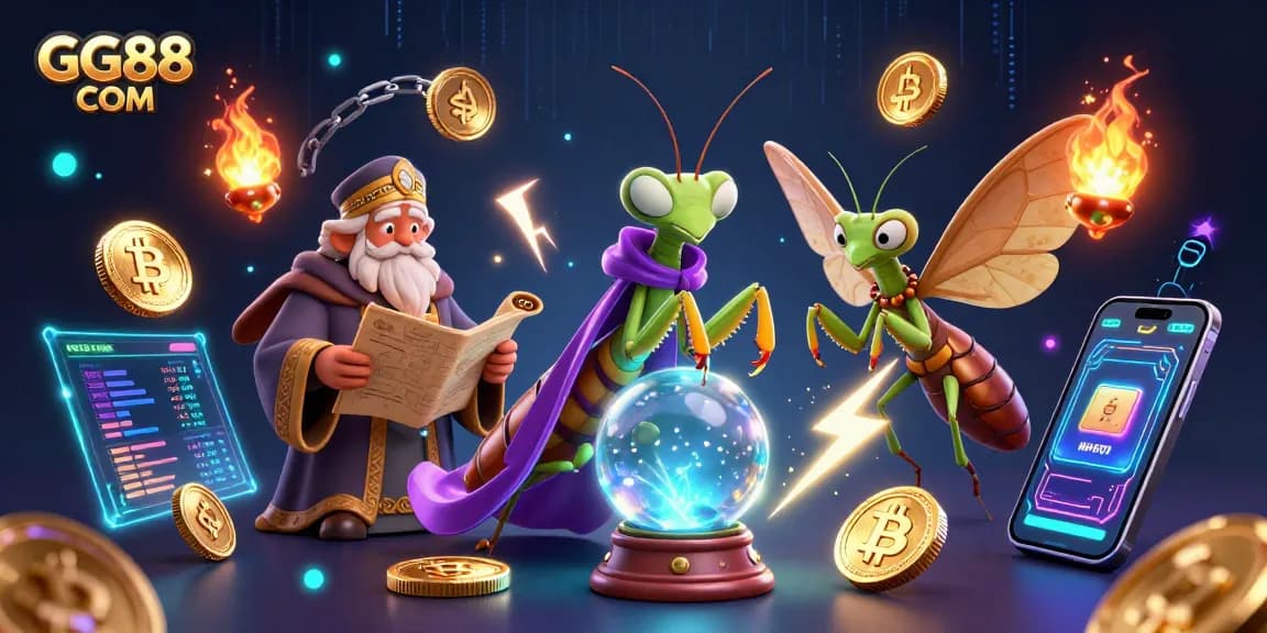 Experience exciting gaming options at GG88 COM with a lively 3D casino scene showcasing fantasy characters.