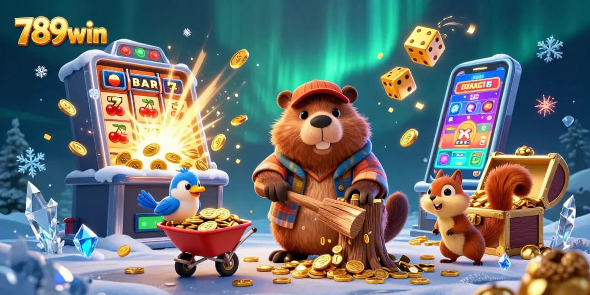 Experience the excitement of winning gold with 789win in a lively casino scene featuring vibrant characters.