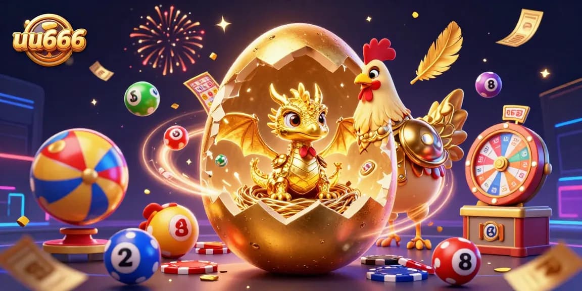 Experience the excitement at uu666 with a vibrant gold dragon and thrilling casino elements.