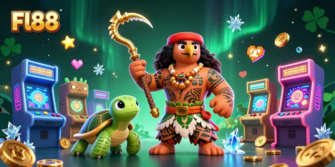 Experience Fl88's thrilling casino adventure with vibrant characters and dynamic gaming elements.