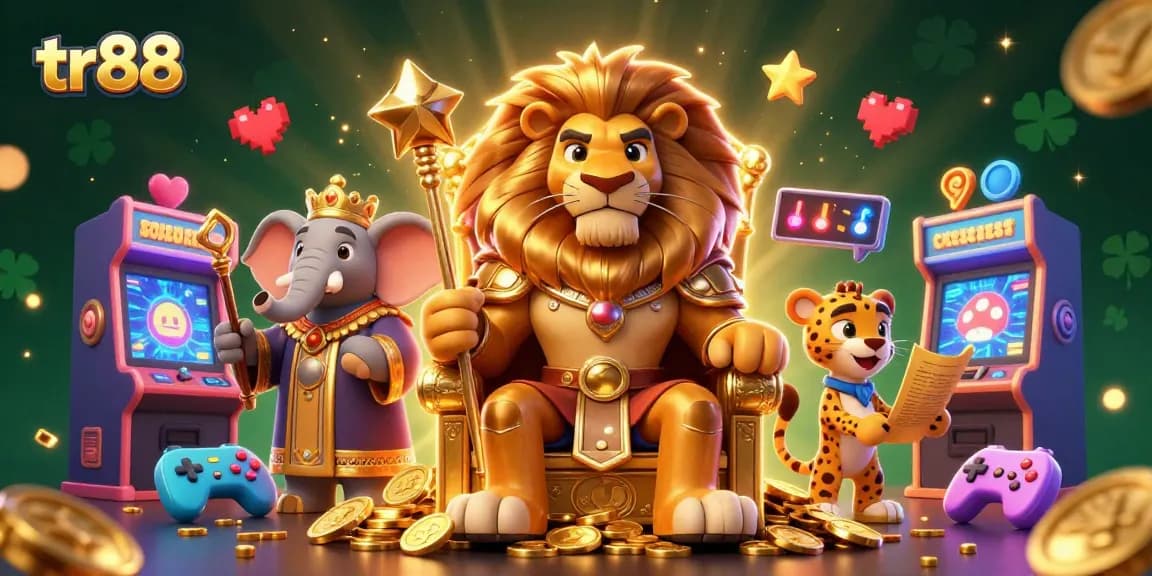 Join the excitement at tr88, where a lion king presides over a vibrant casino realm filled with thrilling games.