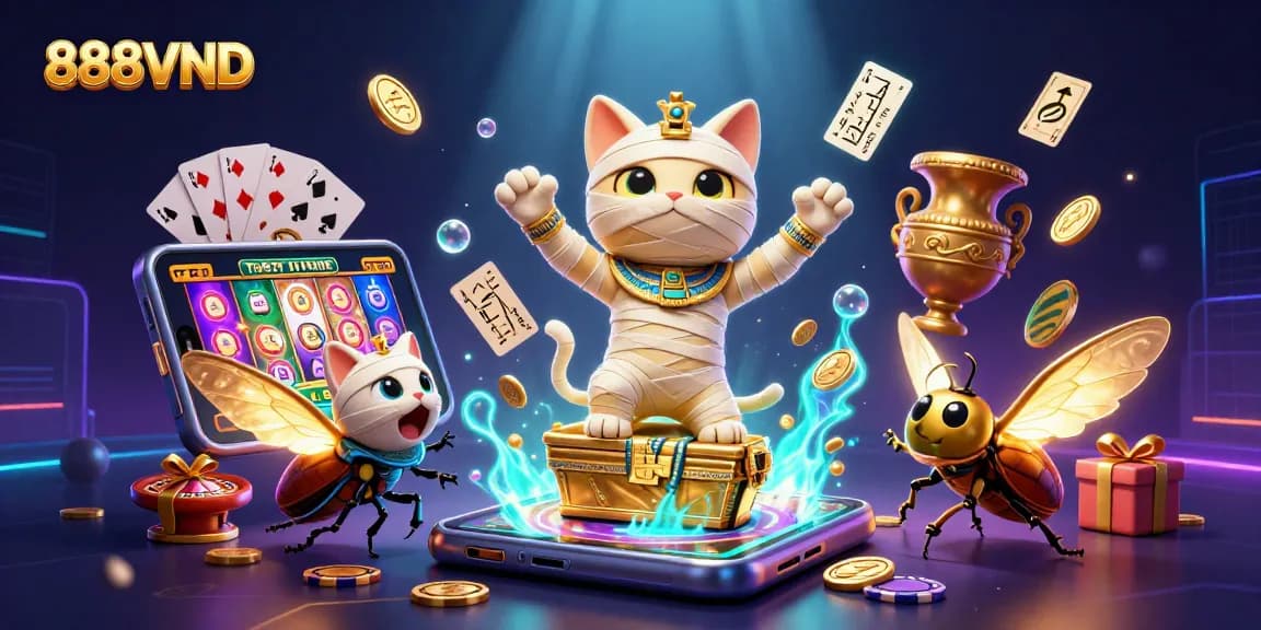 Join the action at 888VND: A thrilling 3D casino scene with vibrant elements.