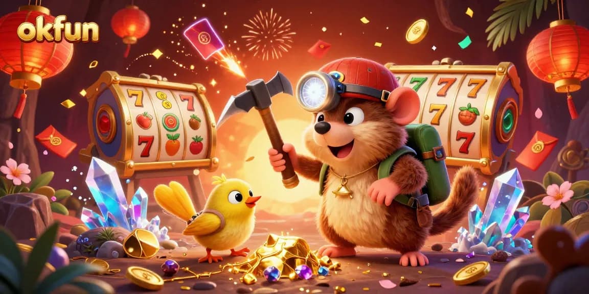 Spin the reels with okfun and embark on an adventurous slot journey alongside treasure hunter mole.
