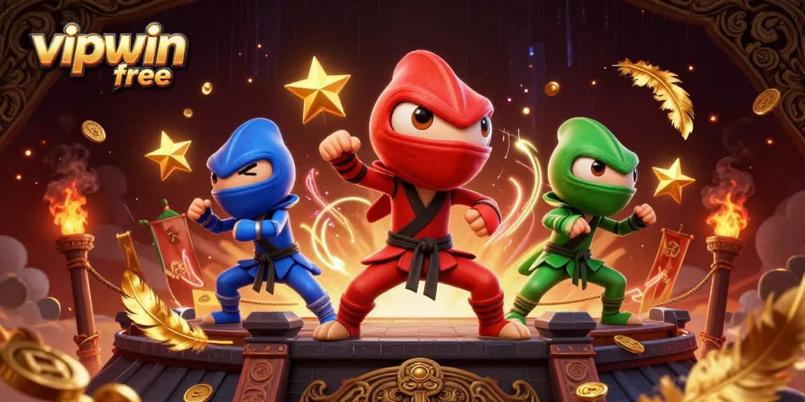 Join the action at vipwin free with vibrant 3D ninja chameleons in an exciting gambling scene.