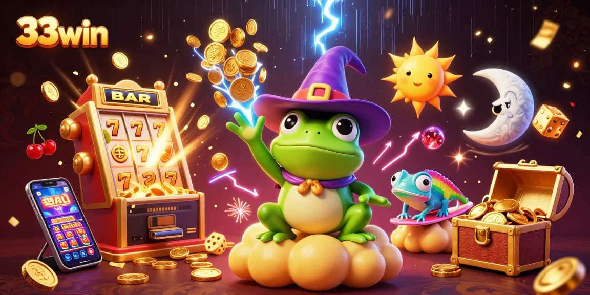 Experience thrilling wins with 33win as a wizard frog unleashes a golden jackpot storm!