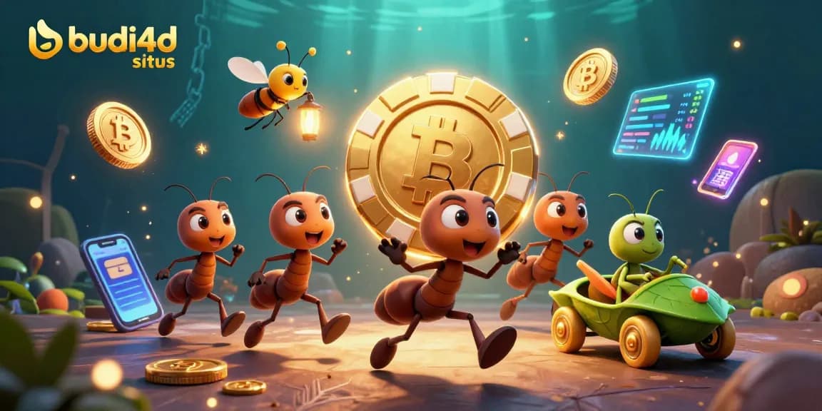 Engage with budi4d situs in this vibrant 3D illustration featuring a heist theme and casino elements.